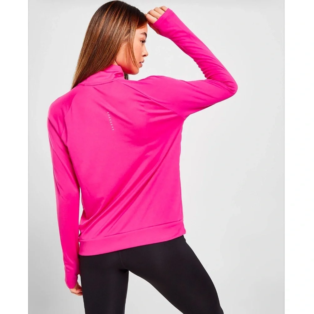 Nike Pro Dri-FIT Women's M Pink Half-Zip Pullover Athletic Running Baselayer Top
